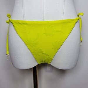 Trina Turk Sway Palm Tree-Jacquard Side-Tie Bikini Bottom Size 6 Green